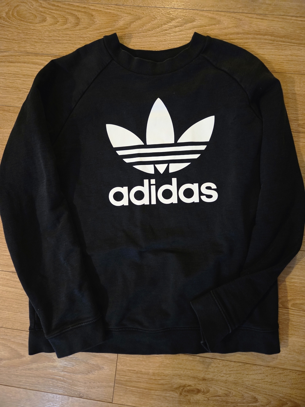 Adidas Black Crewneck Sweatshirt with White Trefoil